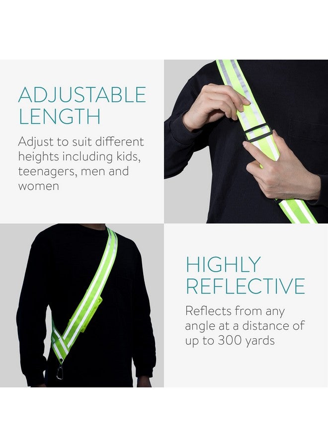 Navaris Reflective Sash For Walking At Night Cycling Running Reflector Gear With Pocket And Carabiner Clip For Men And Women Yellow - Image 4
