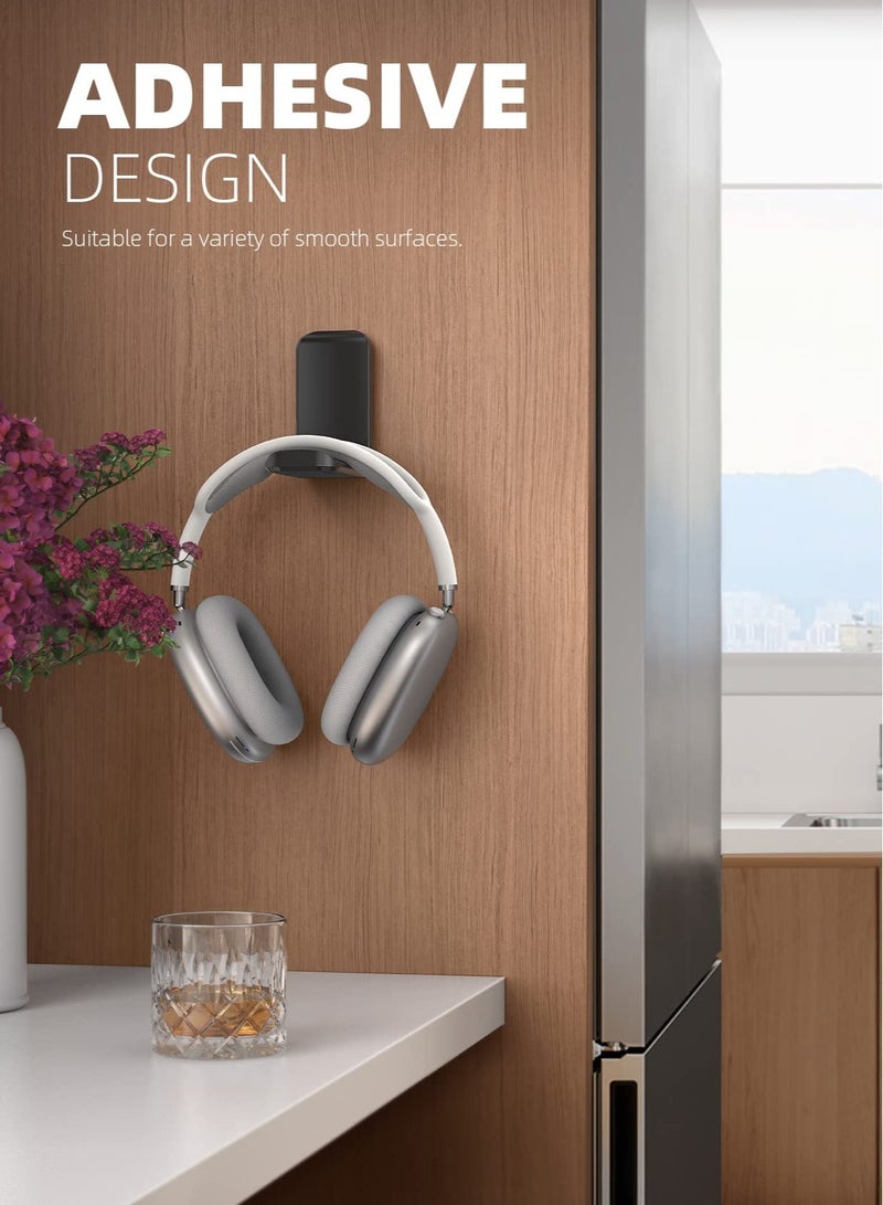 Excefore Headphone Stand, Sticky Headset Hanger, Adhesive Headphone Holder Hook Mount, Headset Stand Holder Clip Under Desk, Earphone Clamp for Airpods Max, HyperX, Sony, Sennheiser, Black - Image 3