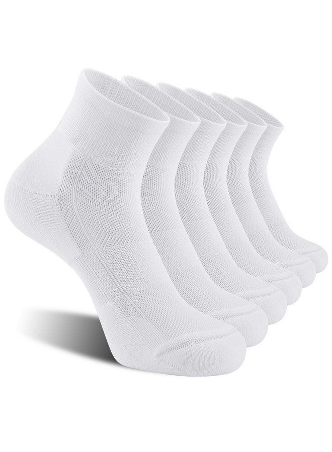 CS CELERSPORT CelerSport 6 Pack Men's Ankle Socks with Cushion, Sport Athletic Running Socks, White, Large - Image 1