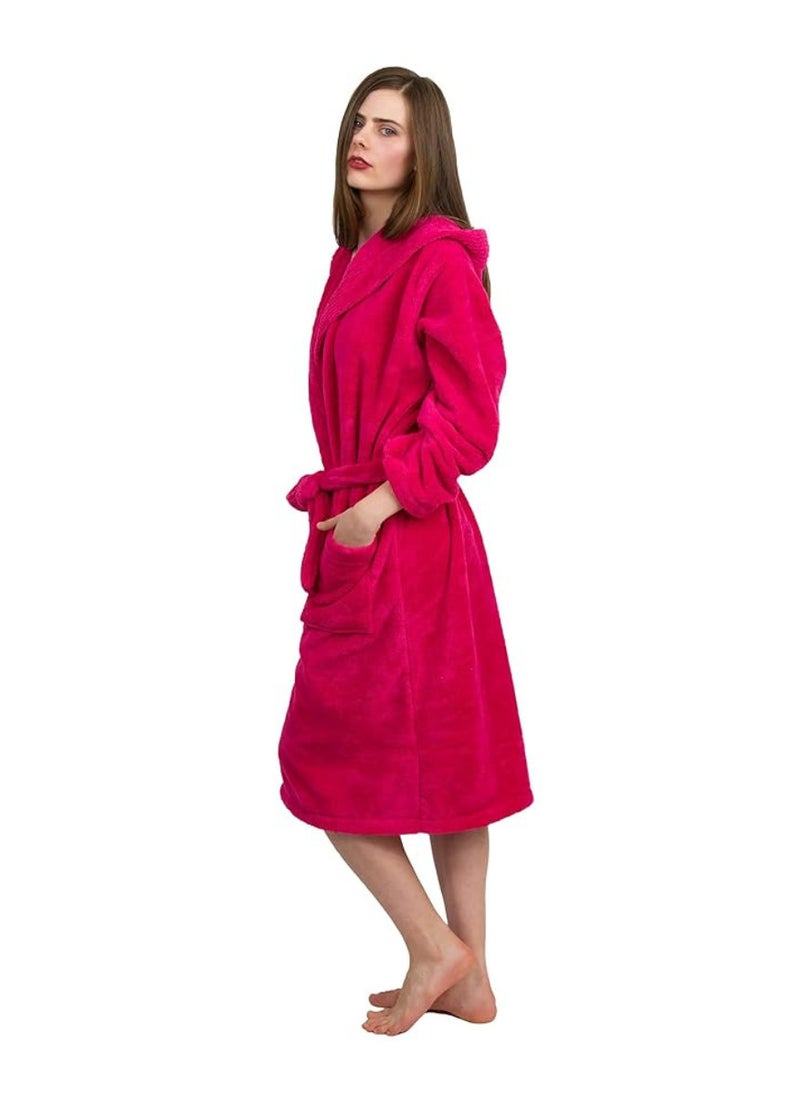 White Rose Pinkish Red Color Spa Terry Bathrobe Small size  - Image 1