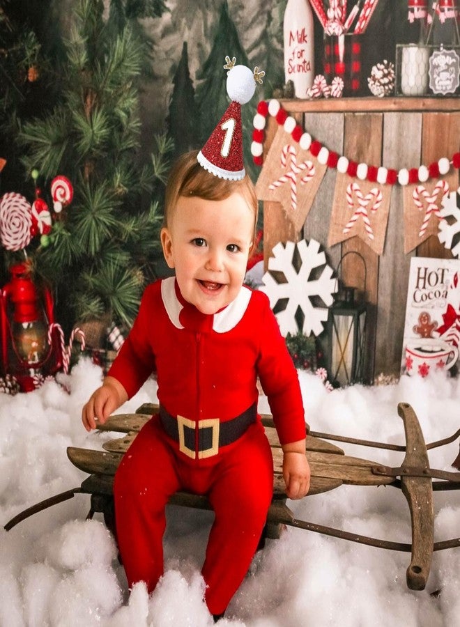 Agkvw Christmas Red Reindeer 1st Birthday Hat - My 1st Christmas Birthday Hat, Christmas 1st Birthday Decoration for Kids, New Year Party Hat, Cake Smash Props - Image 2