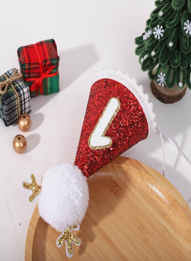 Agkvw Christmas Red Reindeer 1st Birthday Hat - My 1st Christmas Birthday Hat, Christmas 1st Birthday Decoration for Kids, New Year Party Hat, Cake Smash Props - Image 4