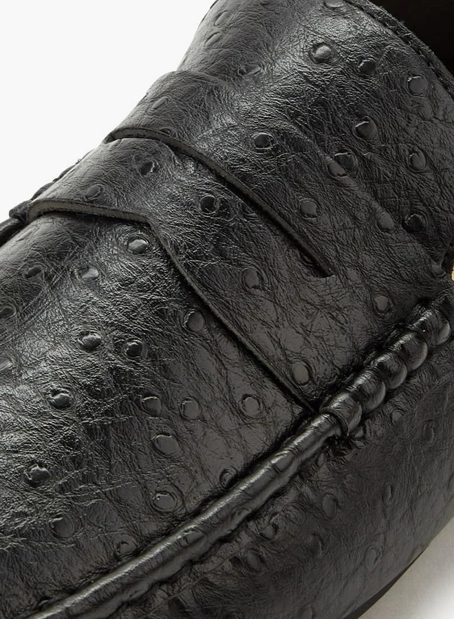 Renzo Ruganni BLACK Men Textured Slip-On Loafers for Men | Best Price UAE