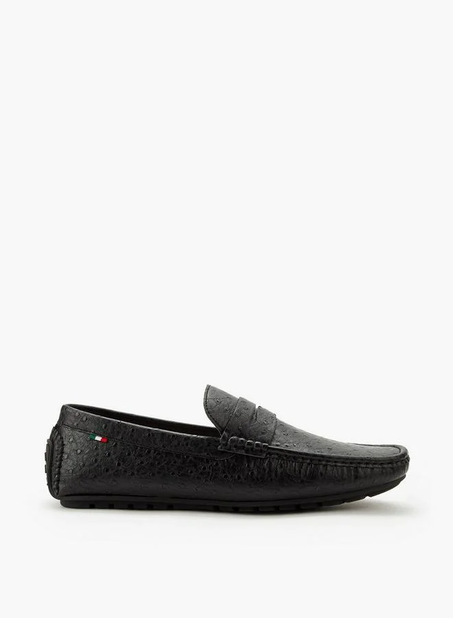 Renzo Ruganni BLACK Men Textured Slip-On Loafers for Men | Best Price UAE