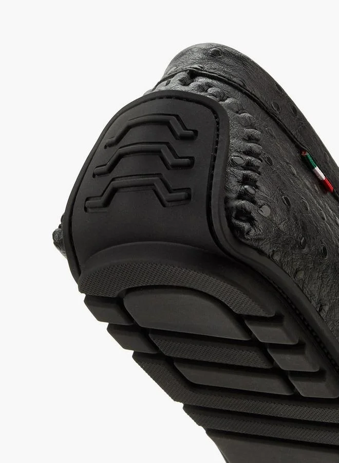 Renzo Ruganni BLACK Men Textured Slip-On Loafers for Men | Best Price UAE