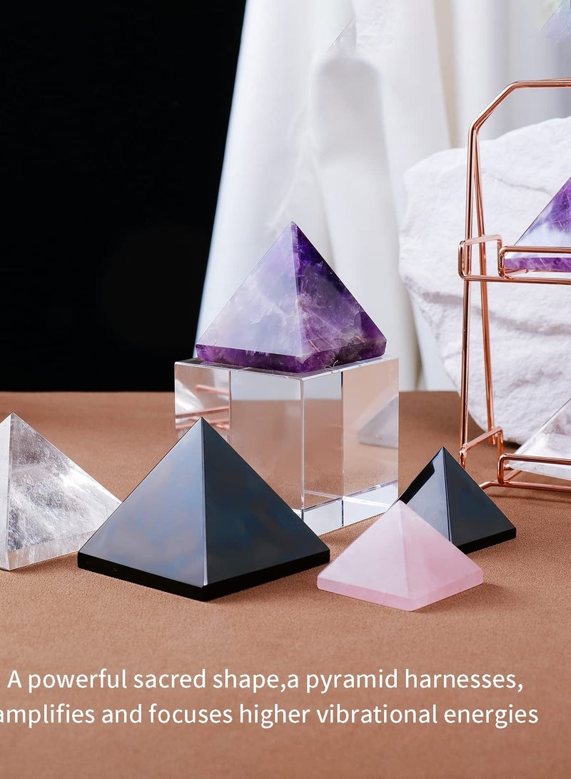 SYOSI Natural Black Obsidian Crystal Pyramid Energy Generator, Healing Crystal, Pyramid Crystal, for Protection Positive Energy, Natural Quartz for Chakra Reiki Home Decor - Image 4