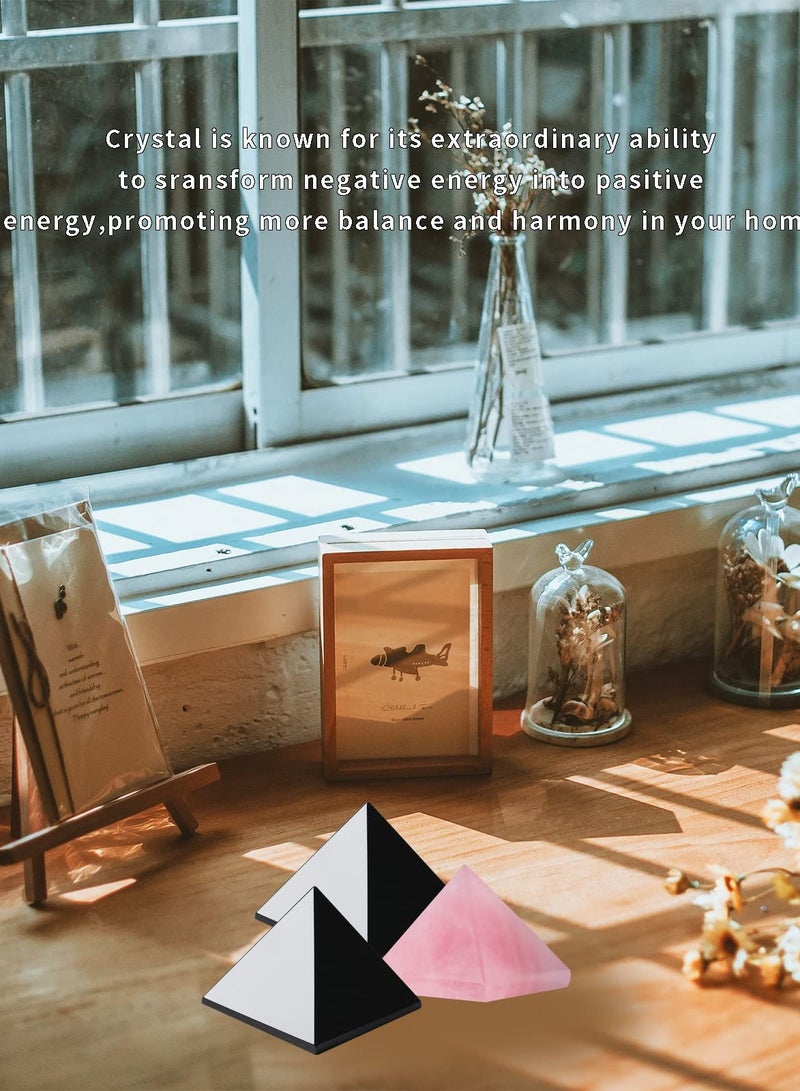 SYOSI Natural Black Obsidian Crystal Pyramid Energy Generator, Healing Crystal, Pyramid Crystal, for Protection Positive Energy, Natural Quartz for Chakra Reiki Home Decor - Image 3