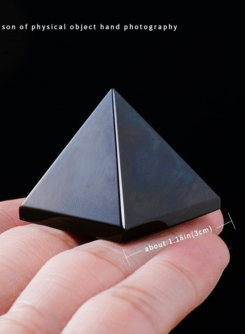 SYOSI Natural Black Obsidian Crystal Pyramid Energy Generator, Healing Crystal, Pyramid Crystal, for Protection Positive Energy, Natural Quartz for Chakra Reiki Home Decor - Image 2