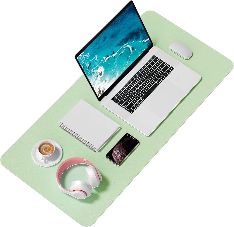 Hsurbtra Desk Pad, 35.5" x 17" PU Leather Desk Mat,XXL Extended Mouse Pad, Waterproof Desk Blotter Protector, Ultra Thin Large Laptop Keyboard Mat,Non-Slip Desk Writing Pad for Office Home, Lake Green - Image 2