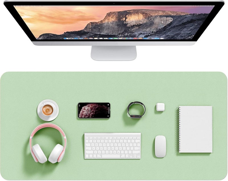 Hsurbtra Desk Pad, 35.5" x 17" PU Leather Desk Mat,XXL Extended Mouse Pad, Waterproof Desk Blotter Protector, Ultra Thin Large Laptop Keyboard Mat,Non-Slip Desk Writing Pad for Office Home, Lake Green - Image 1