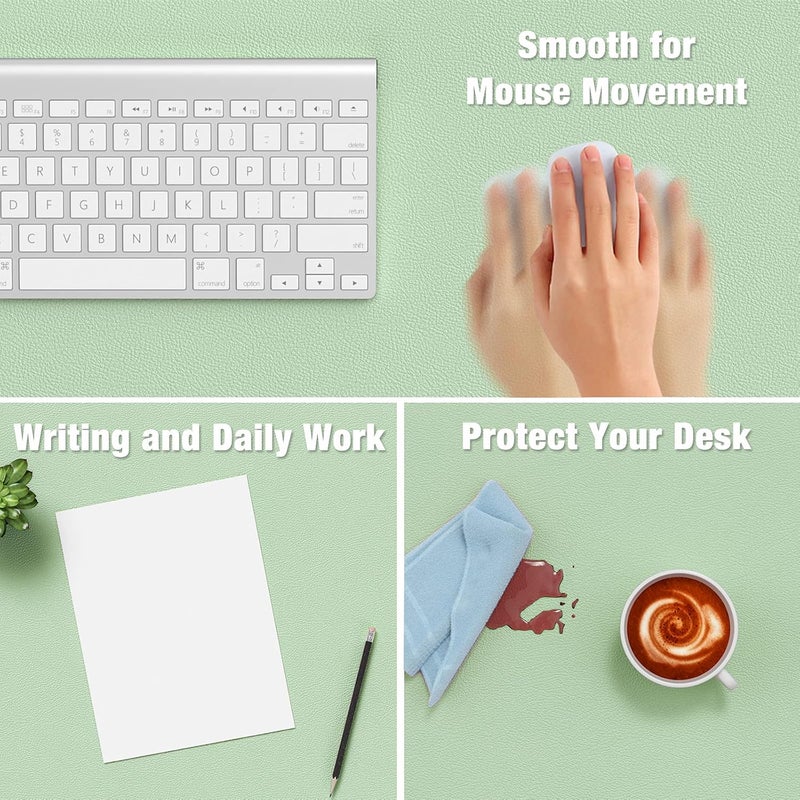 Hsurbtra Desk Pad, 35.5" x 17" PU Leather Desk Mat,XXL Extended Mouse Pad, Waterproof Desk Blotter Protector, Ultra Thin Large Laptop Keyboard Mat,Non-Slip Desk Writing Pad for Office Home, Lake Green - Image 4