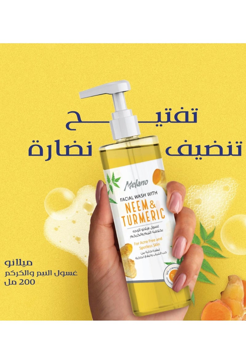 MELANO - Melano Face Wash with Neem and Turmeric Extract 200 ml - Image 1