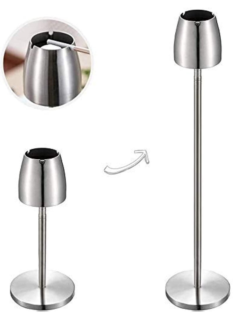 Stainless Steel Height Adjustable Telescopic Standing Ashtray, Windproof Floor Ashtray - Image 1