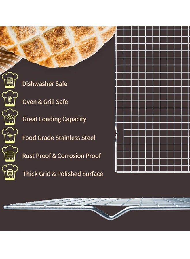 Ultra Cuisine Oven-Safe, Dishwasher-Safe 100% Stainless Steel Cooling and Baking Rack Set Heavy Duty Tight-Wire - 10 x 16-inch - Set of 2 - Half Sheet Pan Cooling Racks  - Image 3