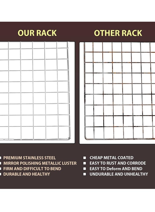 Ultra Cuisine Oven-Safe, Dishwasher-Safe 100% Stainless Steel Cooling and Baking Rack Set Heavy Duty Tight-Wire - 10 x 16-inch - Set of 2 - Half Sheet Pan Cooling Racks  - Image 5