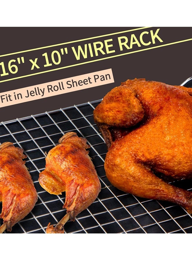 Ultra Cuisine Oven-Safe, Dishwasher-Safe 100% Stainless Steel Cooling and Baking Rack Set Heavy Duty Tight-Wire - 10 x 16-inch - Set of 2 - Half Sheet Pan Cooling Racks  - Image 4