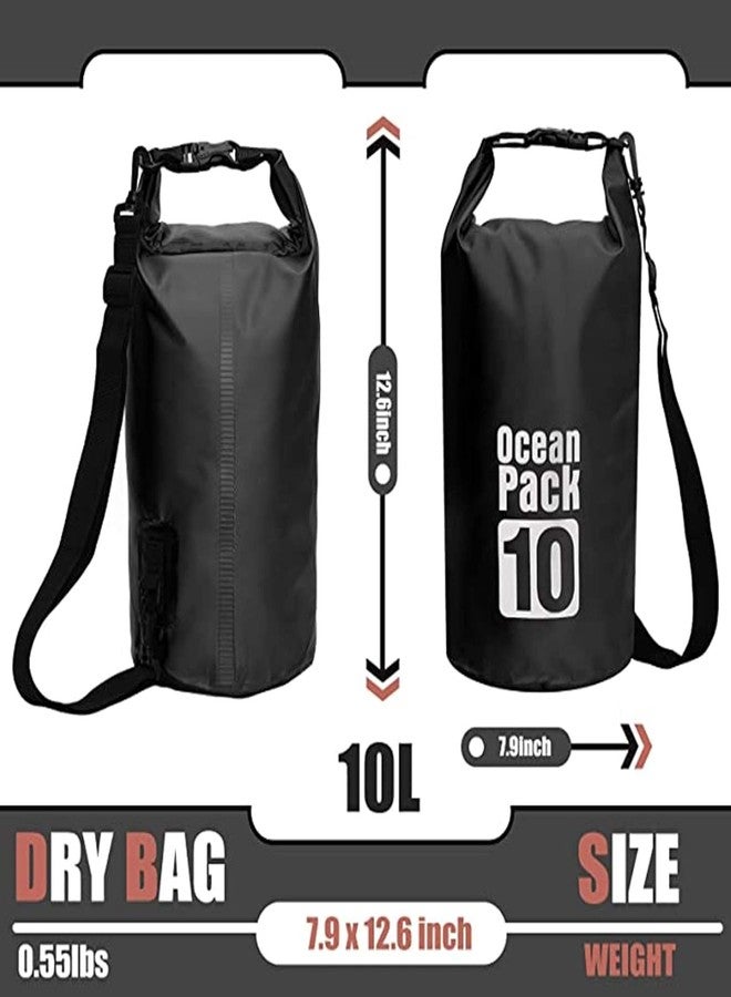 AMIRATE PVC Waterproof Dry Bag Sack - Floating Ocean Bag Pack for Camping, Hiking, Boating & Travel, Durable Water-Resistant Storage, Black Color (10 Liter) - Image 2