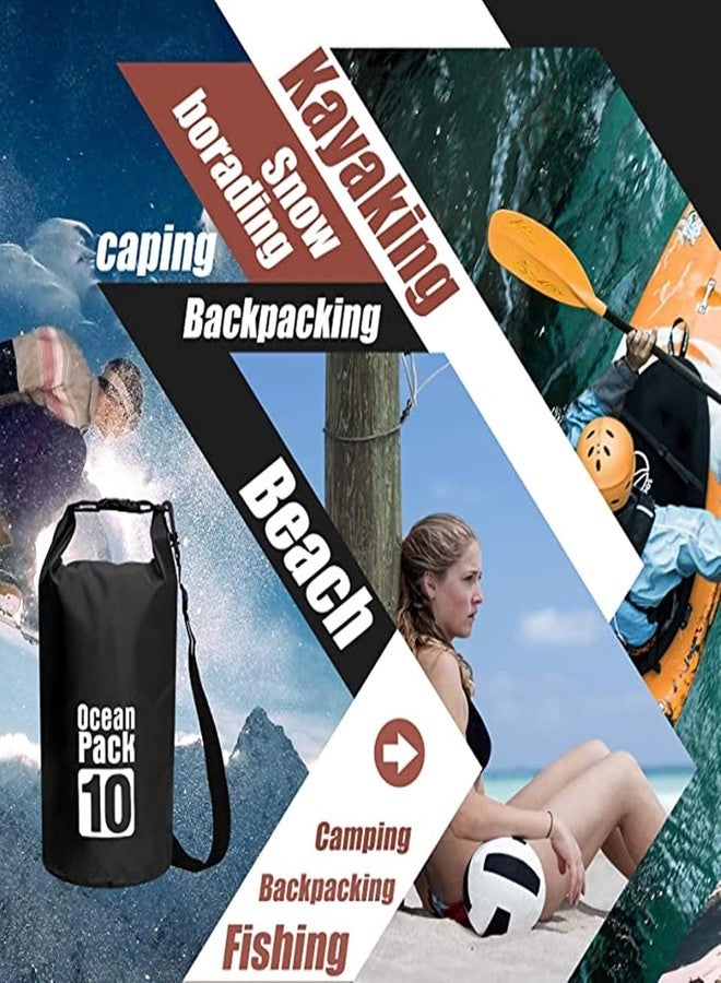 AMIRATE PVC Waterproof Dry Bag Sack - Floating Ocean Bag Pack for Camping, Hiking, Boating & Travel, Durable Water-Resistant Storage, Black Color (10 Liter) - Image 5