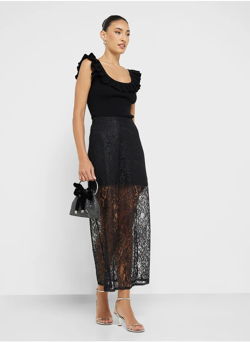 Ginger Lace Detail A Line Maxi Skirt