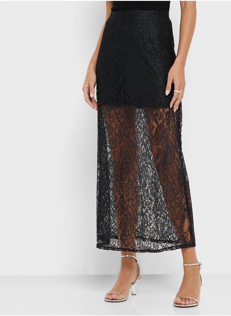 Ginger Lace Detail A Line Maxi Skirt  - Image 2
