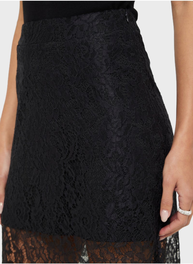Ginger Lace Detail A Line Maxi Skirt  - Image 4