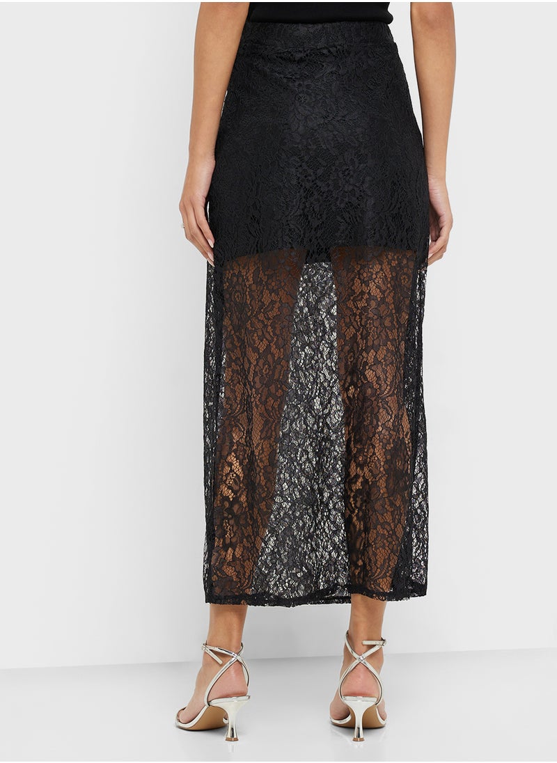 Ginger Lace Detail A Line Maxi Skirt  - Image 3