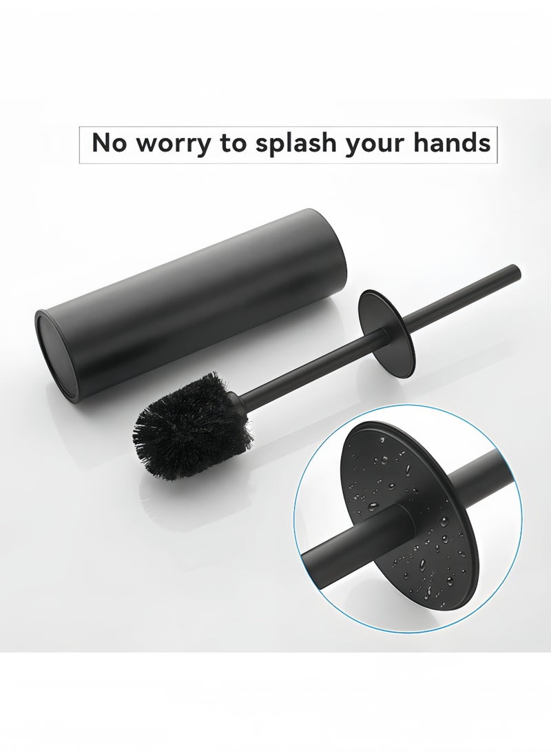 Peachjoy Stainless Steel 304 Toilet Brush and Holder Set - Brushed Nickel/Black, Freestanding Bathroom Cleaning Tool with Rustproof Design - Image 4