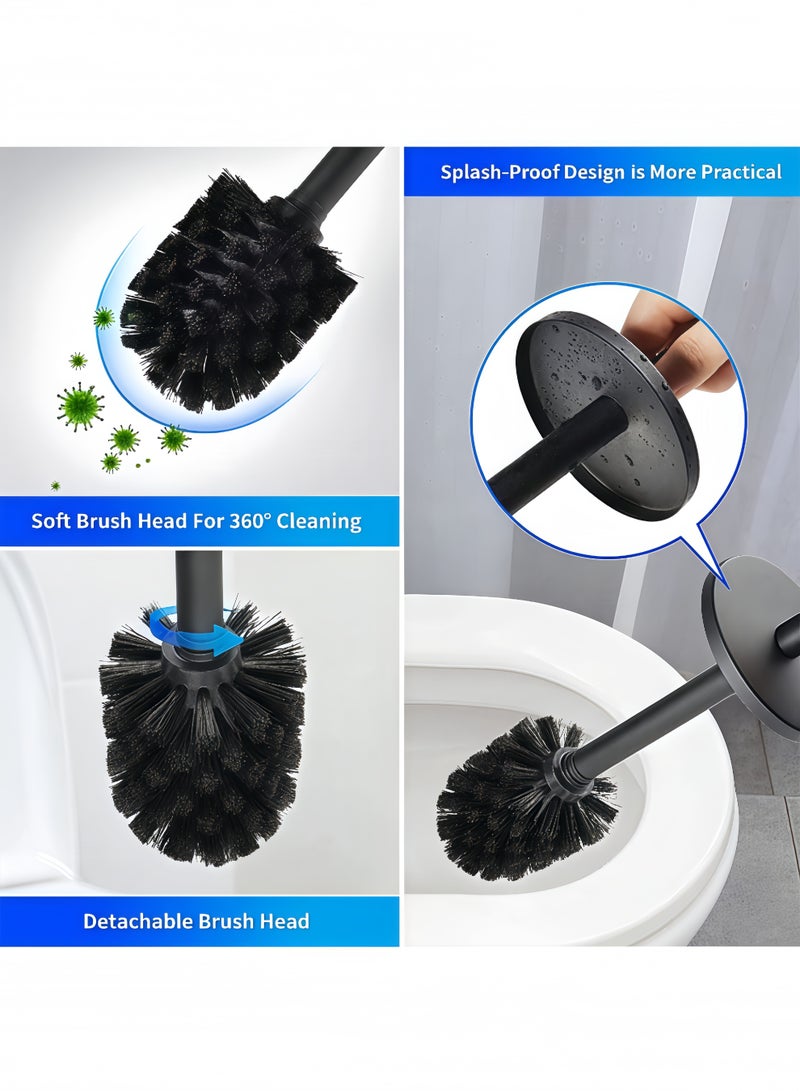 Peachjoy Stainless Steel 304 Toilet Brush and Holder Set - Brushed Nickel/Black, Freestanding Bathroom Cleaning Tool with Rustproof Design - Image 3