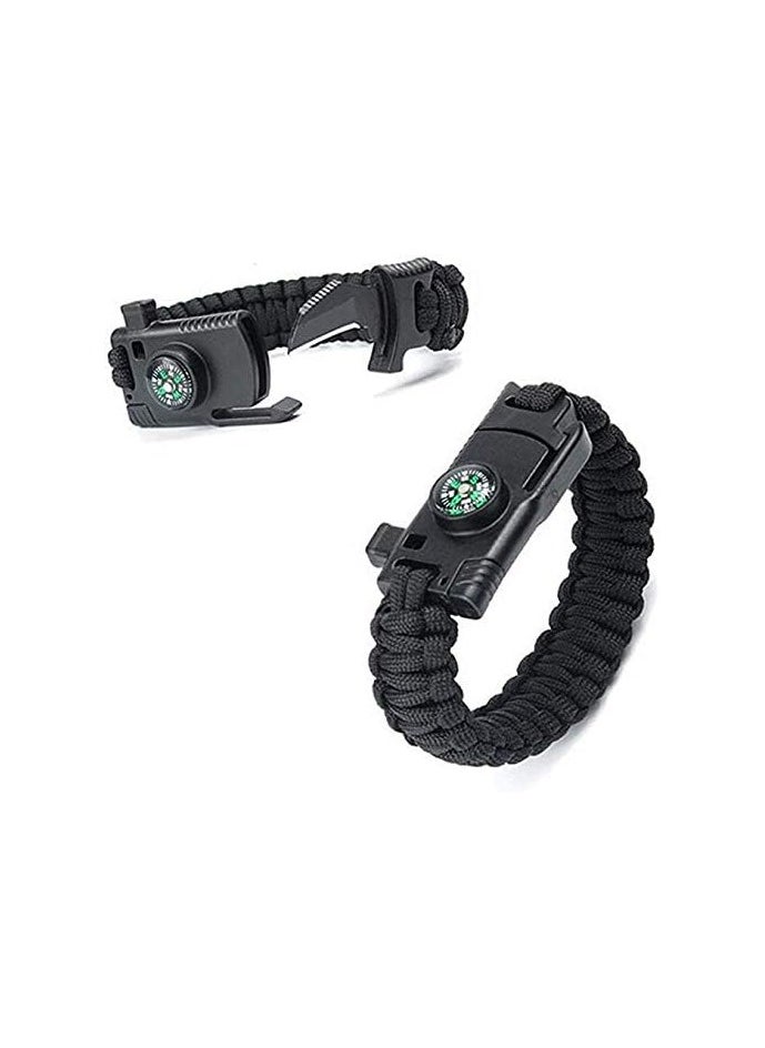 Generic Paracord bracelet with blades - fire starter - whistle - compass, suitable for emergencies, safety, and camping trips, multi-colored  - Image 1