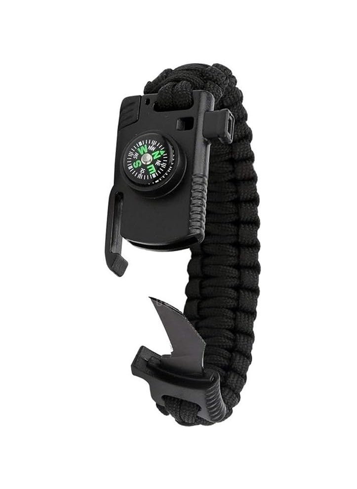 Generic Paracord bracelet with blades - fire starter - whistle - compass, suitable for emergencies, safety, and camping trips, multi-colored  - Image 3
