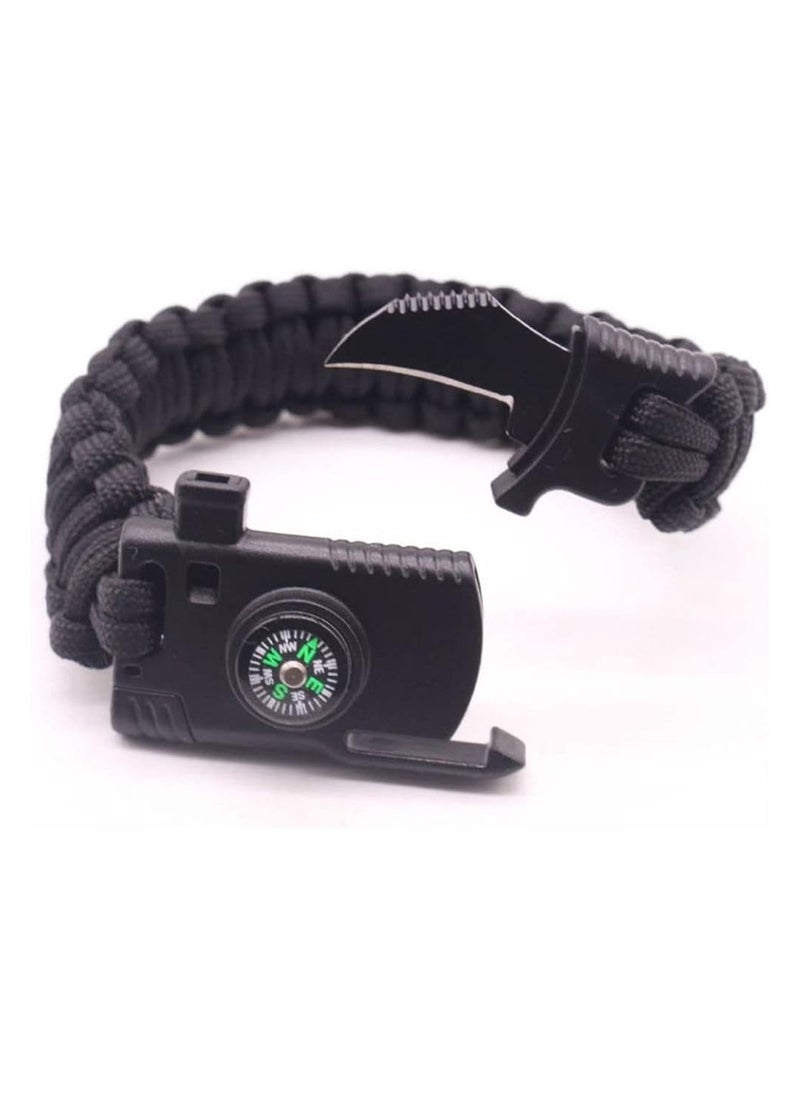Generic Paracord bracelet with blades - fire starter - whistle - compass, suitable for emergencies, safety, and camping trips, multi-colored  - Image 4