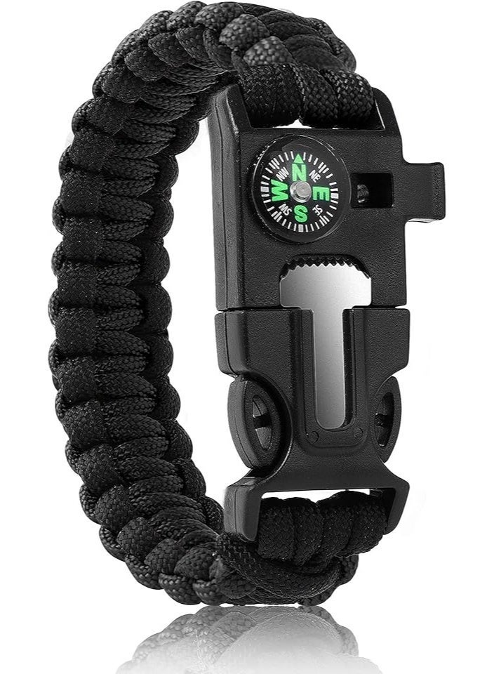 Paracord bracelet with blades - fire starter - whistle - compass, suitable for emergencies, safety, and camping trips, multi-colored - Image 3