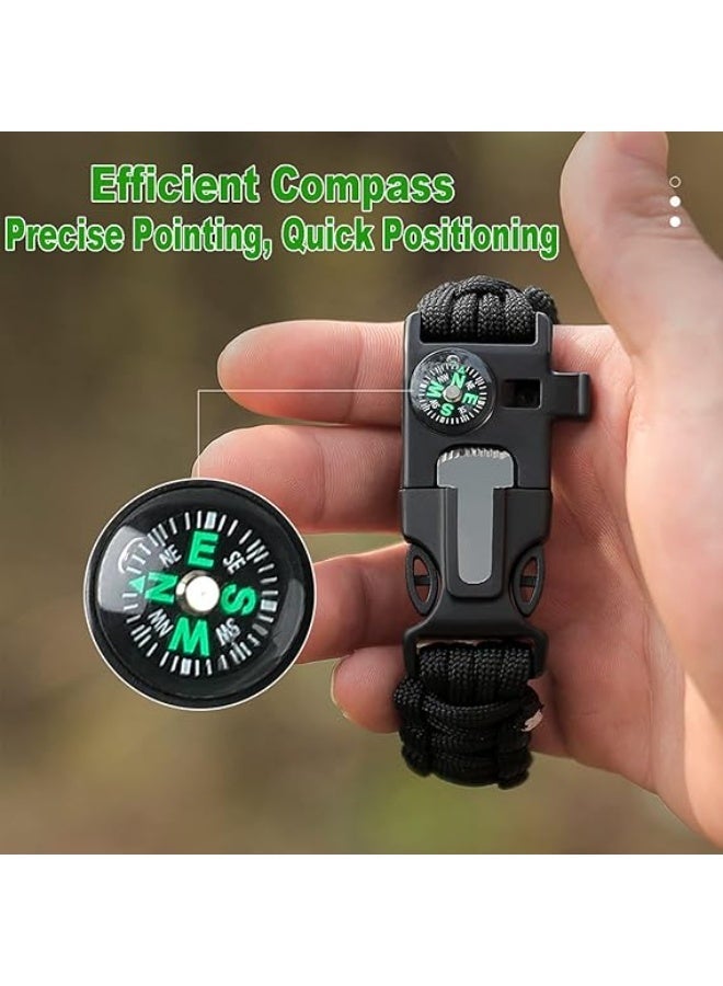 Paracord bracelet with blades - fire starter - whistle - compass, suitable for emergencies, safety, and camping trips, multi-colored - Image 4