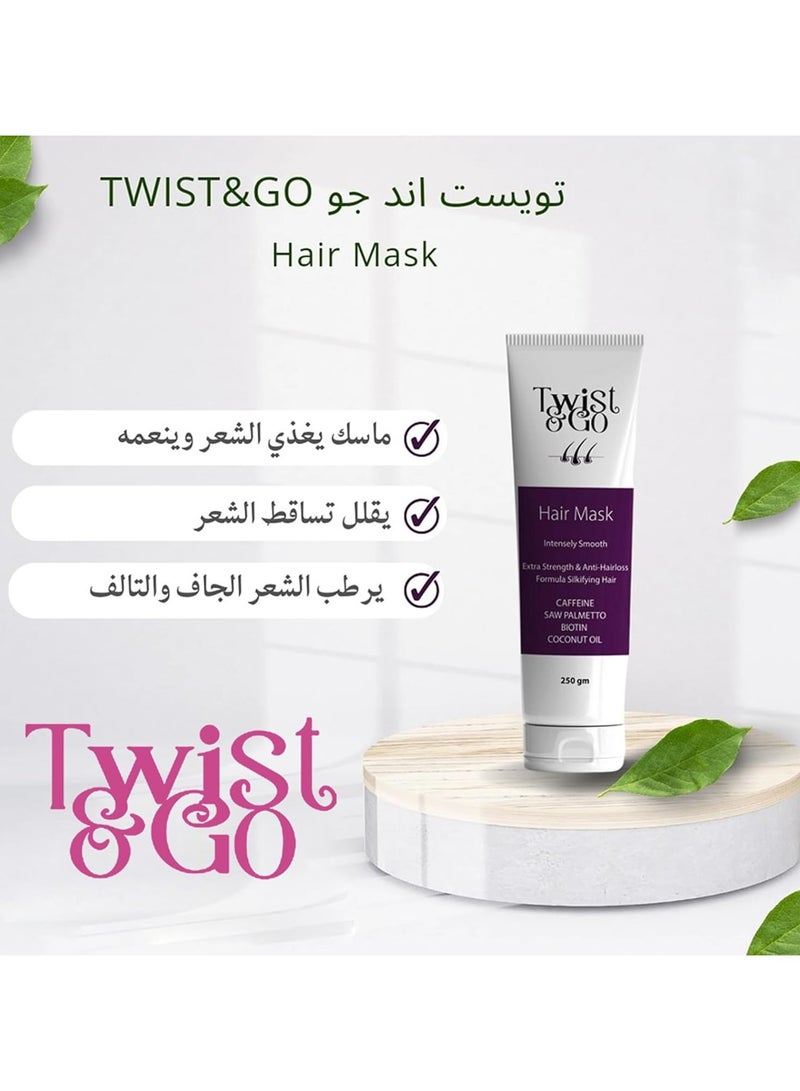 Twist&Go Twist & Go Deep Hydrating Hair Mask – With Caffeine, Biotin, Saw Palmetto & Coconut Oil – Extra Strength Formula for Silky, Smooth, and Nourished Hair – 250g - Image 5