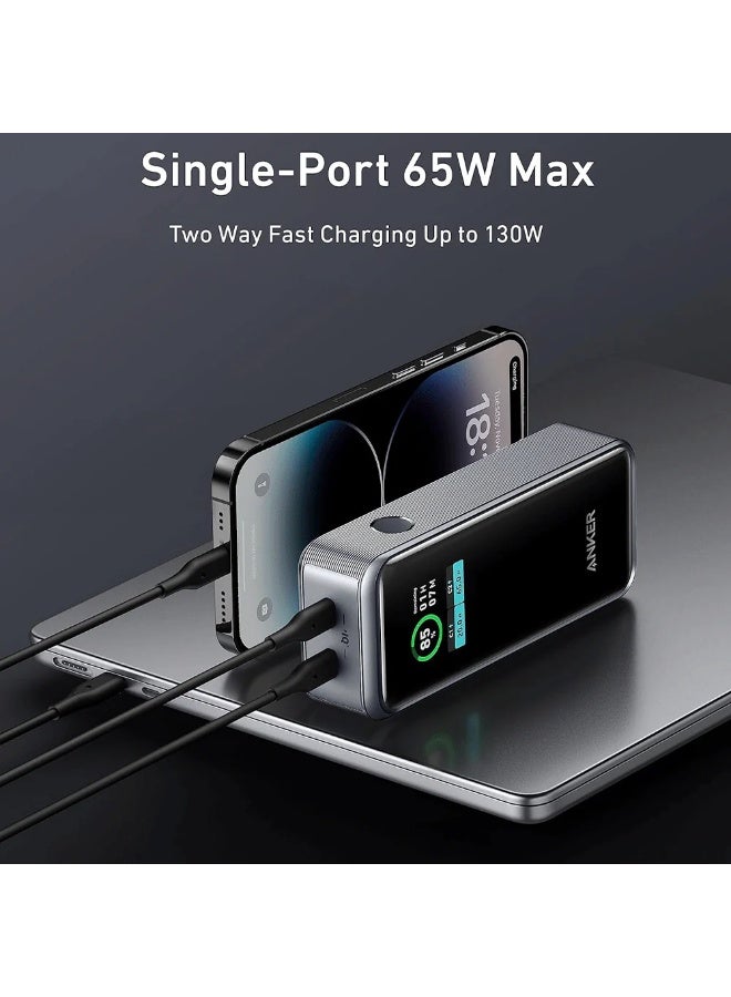 أنكر بانك الطاقة أنكر برايم A1335011 سعة 12000 مللي أمبير - شحن سريع مزدوج PD USB-C بقوة 130 واط، شاشة ذكية، شاحن سفر مدمج لأجهزة اللابتوب والهواتف والأجهزة اللوحية - Image 2