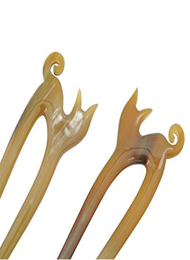 Marycrafts Buffalo Horn Kitty Hair Fork Hair Pin Hair Accessories  - Image 5