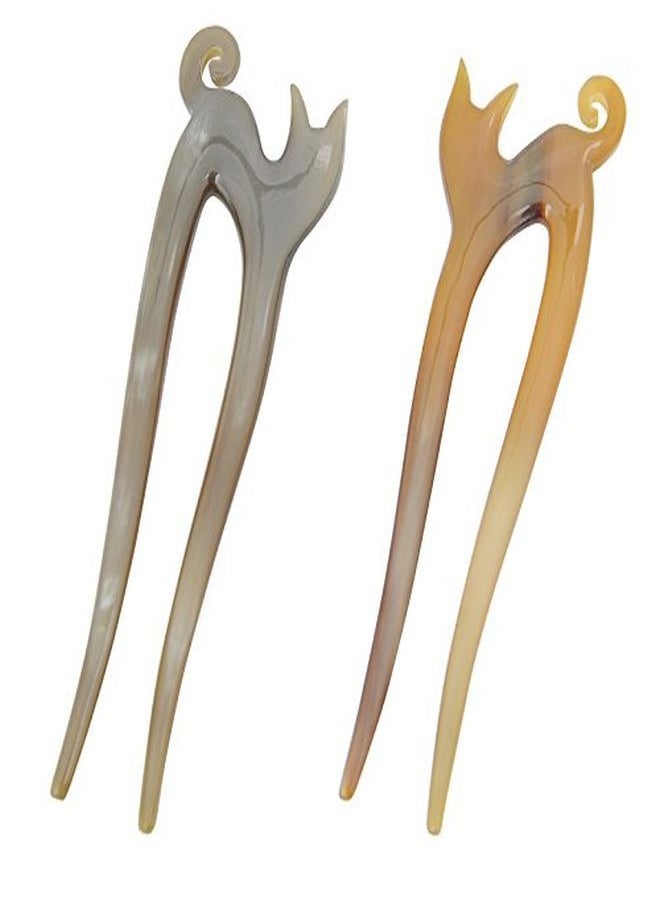 Marycrafts Buffalo Horn Kitty Hair Fork Hair Pin Hair Accessories  - Image 3