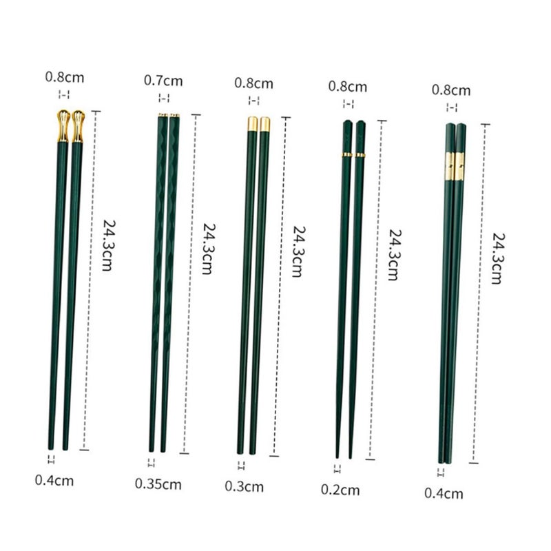 Reusable Fiberglass Chopsticks 5 Pairs Heat Resistant Non Slip Japanese Chinese Style For Home Dining Sushi - Image 2