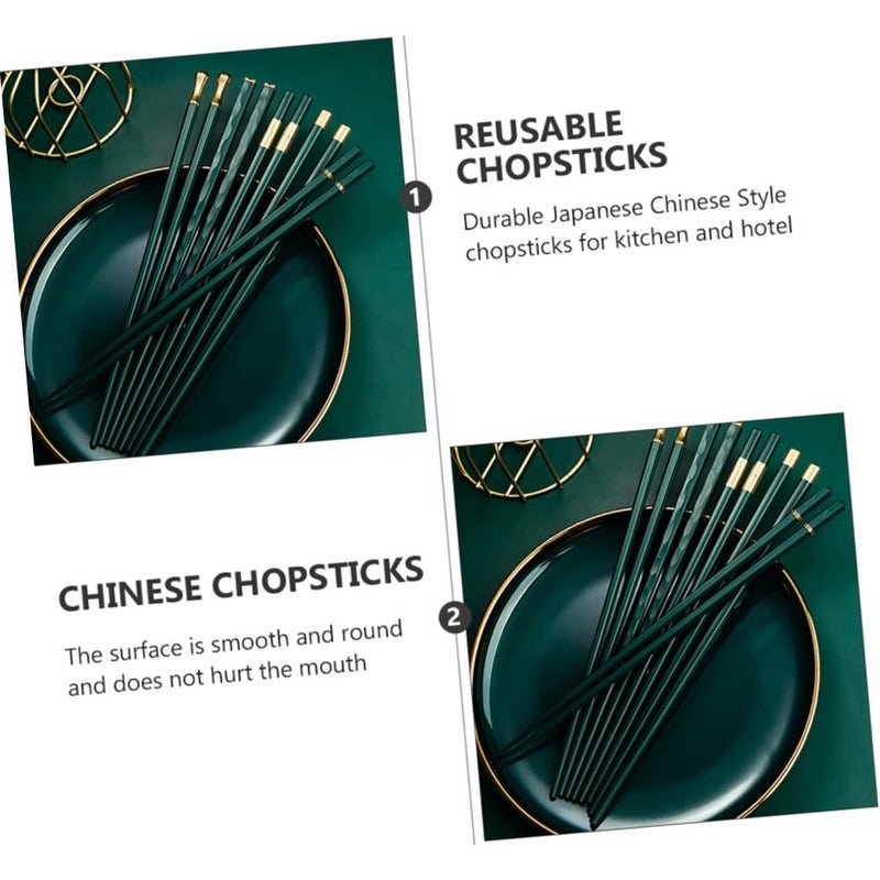 Reusable Fiberglass Chopsticks 5 Pairs Heat Resistant Non Slip Japanese Chinese Style For Home Dining Sushi - Image 3