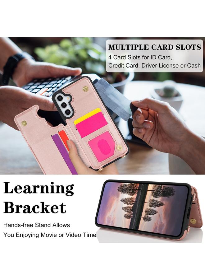 S-TOP Case For Samsung Galaxy A14 5G / 4G Double Bckle Card Slot Full Coverage Phone Case with Cross-body Strap - Image 4