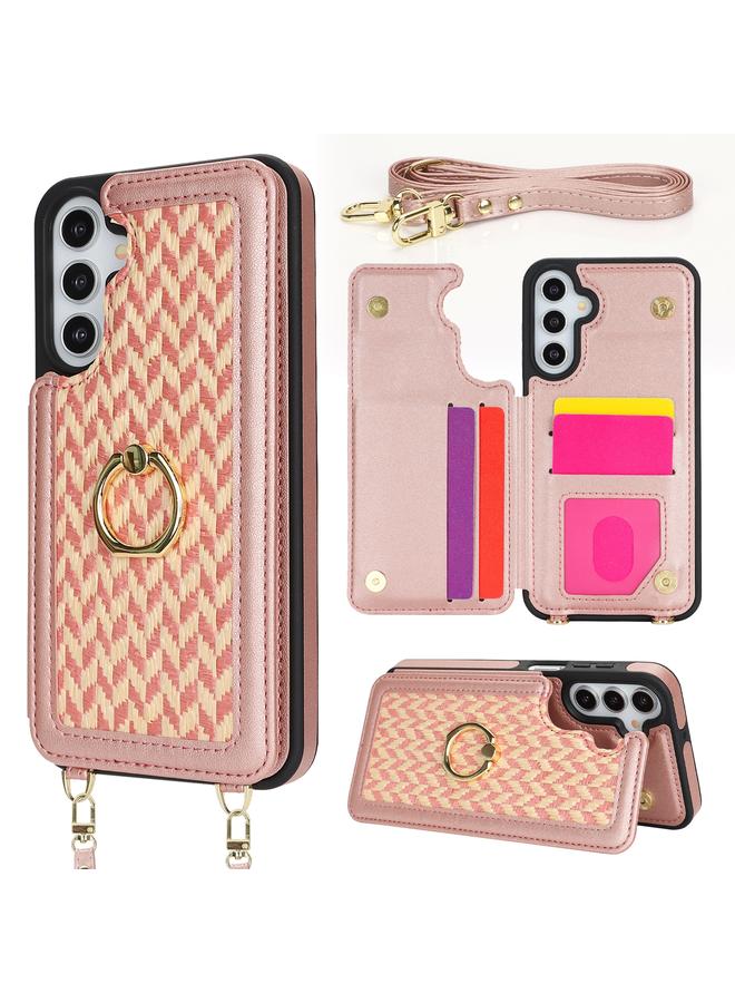 S-TOP Case For Samsung Galaxy A14 5G / 4G Double Bckle Card Slot Full Coverage Phone Case with Cross-body Strap - Image 1