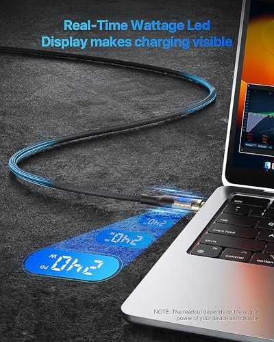 SOOPII 240W USB C to USB C Cable6ft 2PackFast Charging USB C Cable with LED Display for Galaxy S23S23UltraS22UltraMacBook ProlPhone161515Pro15ProMaxetcTransparent ShellBlack - Image 3