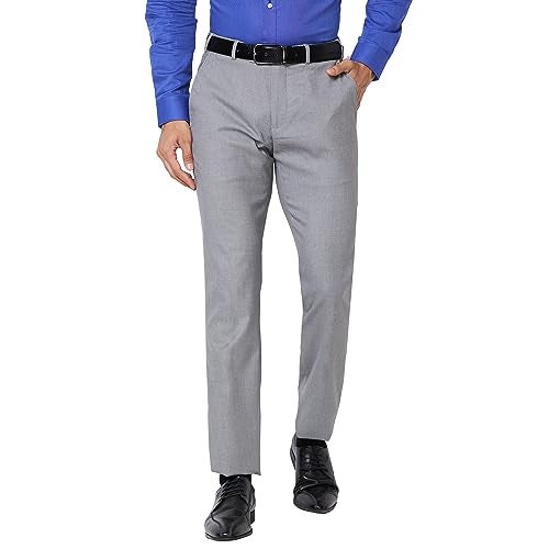 Raymond Men's Slim Mid Rise Pants (RMTS04945-G4_Medium Grey - Image 1