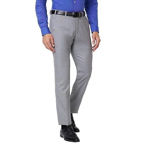 Raymond Men's Slim Mid Rise Pants (RMTS04945-G4_Medium Grey - Image 2