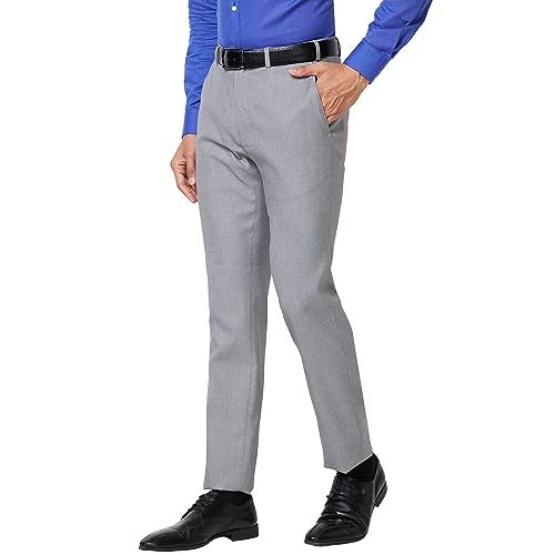 Raymond Men's Slim Mid Rise Pants (RMTS04945-G4_Medium Grey - Image 3