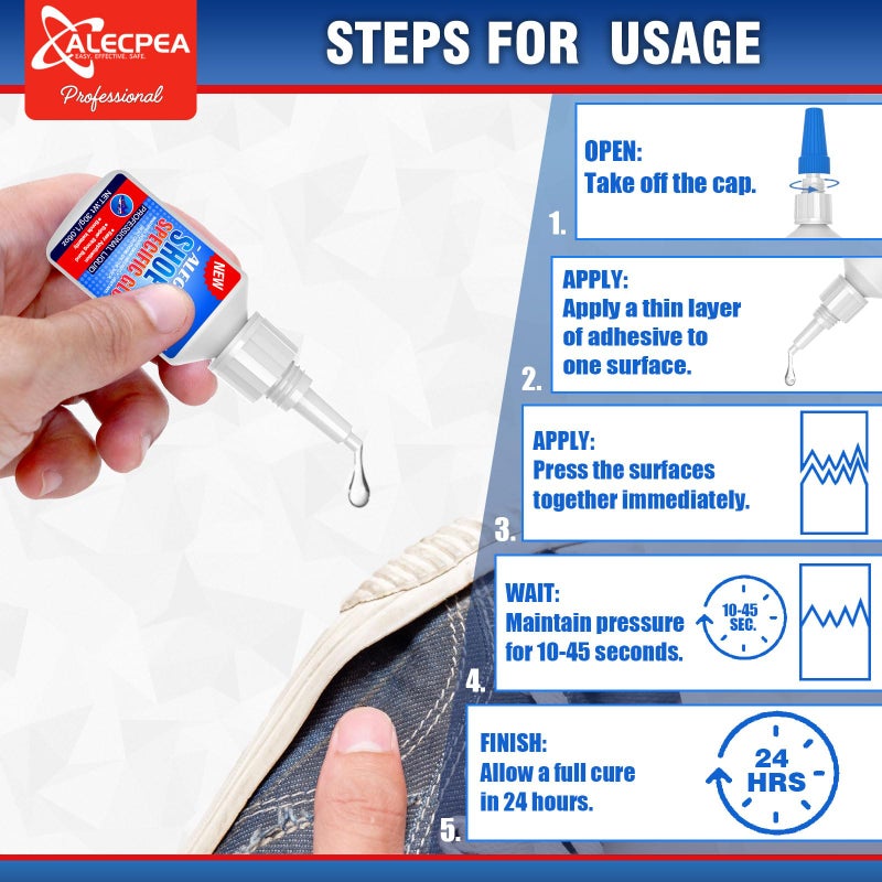 ALECPEA 30g Shoe Glue - Ultimate Strength Adhesive for for Soles Boots Sneakers Heels Hiking Shoes Leather Handbags - Quick Set in 15 Seconds - Image 5