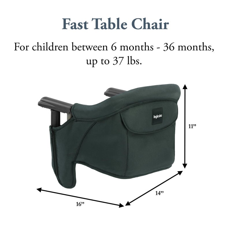Inglesina Fast Table Chair, Dark Green - Portable Baby High Chair - for Babies & Toddlers up to 37 lbs - Collapsible - Fits Tables 0.8'' to 3.5'' Thick - Compact & Easy to Use - Travel Bag Included - Image 3