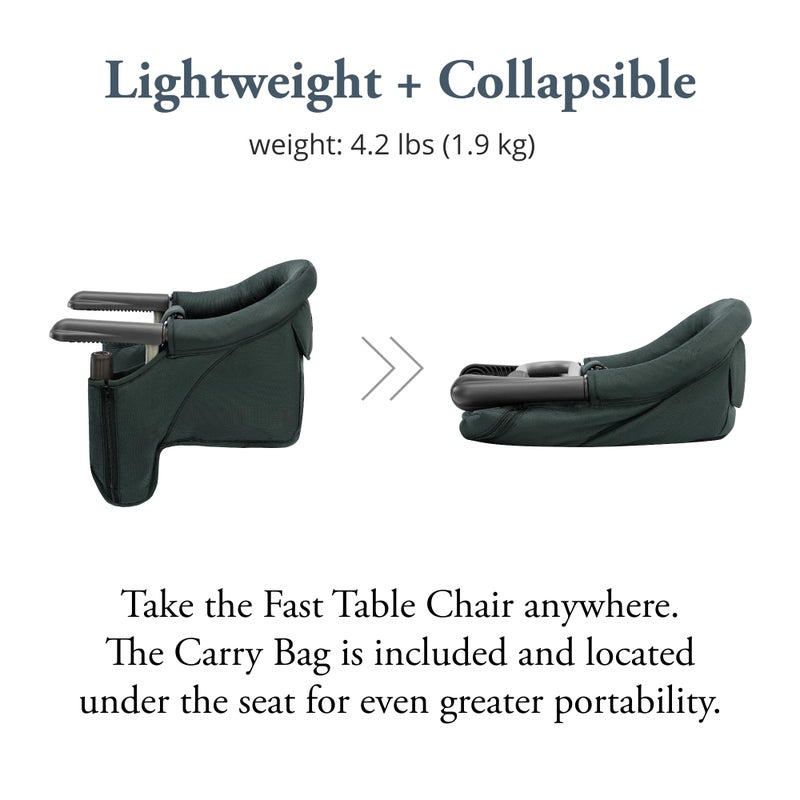 Inglesina Fast Table Chair, Dark Green - Portable Baby High Chair - for Babies & Toddlers up to 37 lbs - Collapsible - Fits Tables 0.8'' to 3.5'' Thick - Compact & Easy to Use - Travel Bag Included - Image 4