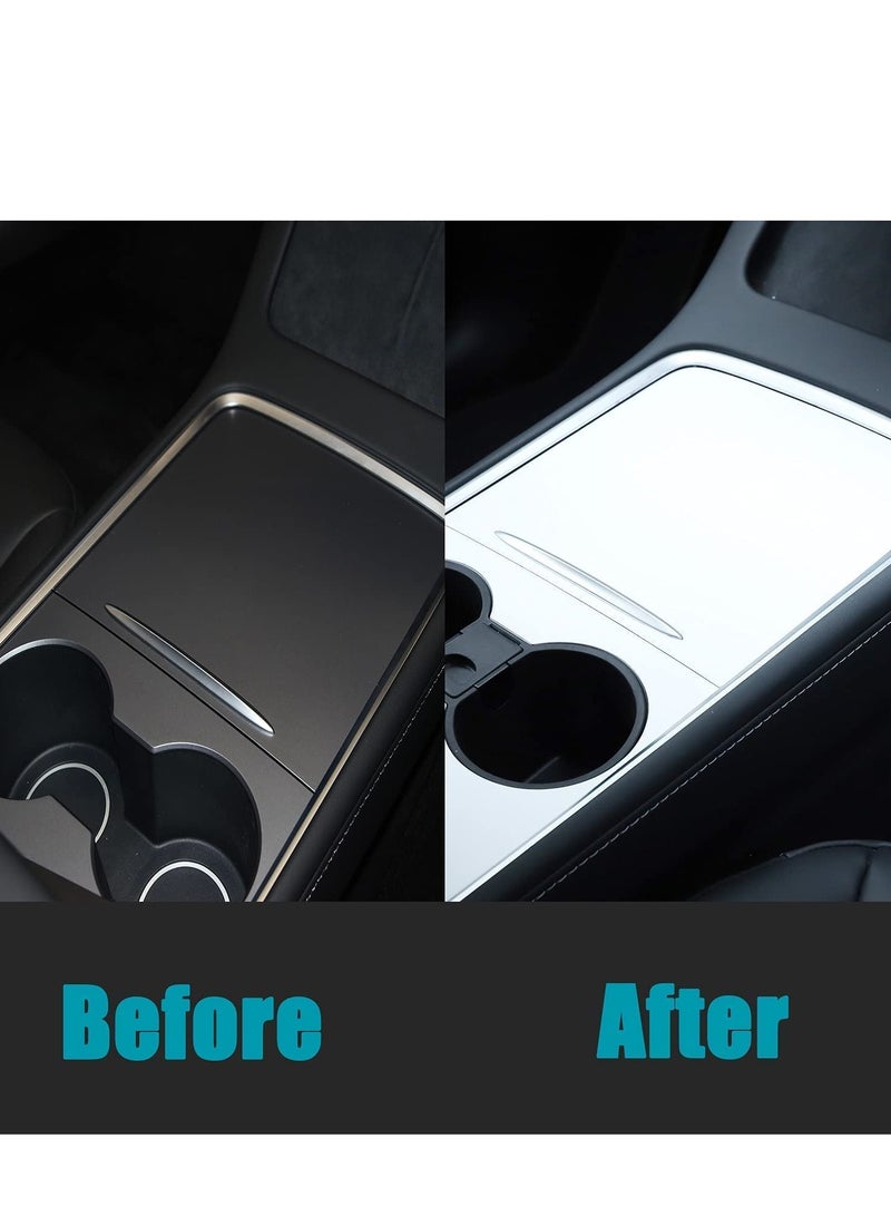 SYOSI Model Y Wood Center Console Wrap for Tesla Model 3 Model Y 2021 2022 Protective Tesla Model 3 Console Cover Kit Interior Decoration with Installation Tools White Carbon Fiber - Image 5
