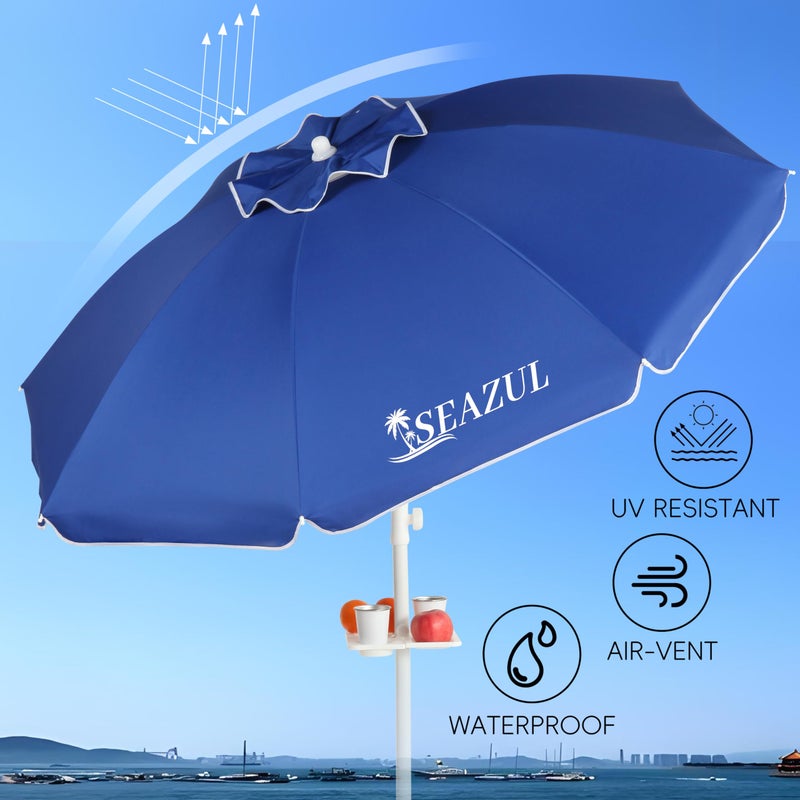 Seazul 6.5ft Sun Shade Umbrella, Portable Umbrella with Stand for Sports, Water Weight Bag, Adjustable and Lightweight, Sun Protection, Royal Blue - Image 3